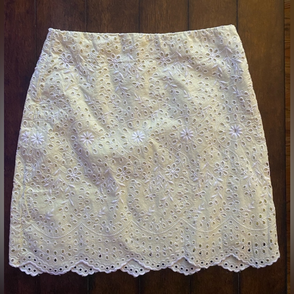 LOFT soft yellow Eyelet Mini Skirt